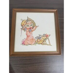 Vintage Betsy Bell Baby Telephone Print Framed ©1962 AT&T Retro Wall Art